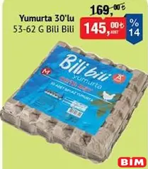 BİLİ BİLİ YUMURTA 30'LU 53-62 G fiyat ve kampanya bilgisi